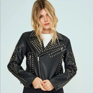 Noize Vegan Leather Rays Studded Jacket, size Small, New